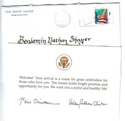 Letter from President Clinton (10/00)